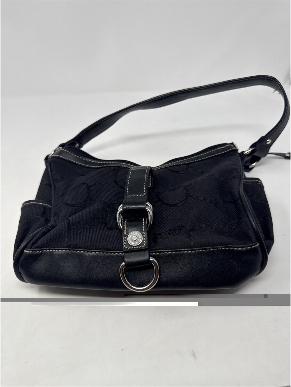 Chaps Black Handbag RN# 108833 Canvas/Leather - Picture 5 of 5